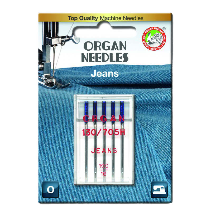 Nål Organ Jeans 100, 5-pakk