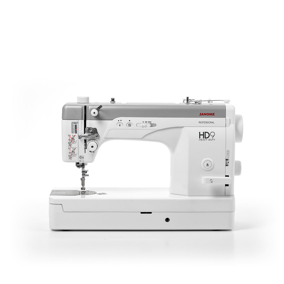 Janome HD9 Professional rettsømsmaskin, front bilde